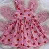 Vestido Infantil Rosa con Estampado de Fresas para Niña