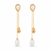 Aretes Colgantes de Perla Elegance Laminados en Oro para Dama
