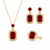 Set Elegance Rubí – Collar, Aretes y Anillo Laminados en Oro