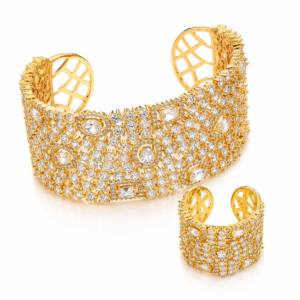 Set Luxury Shine – Pulsera y Anillo Dorados con Micro Circonias para Dama