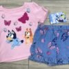 Conjunto Infantil para Niña Bluey con Playera Rosa y Short Falda Estampado - Talla 2