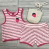 Conjunto Infantil para Niña Tejido con Short y Bolso de Fresa – 3 Piezas - Talla 2