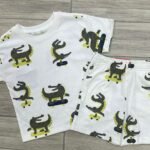 Conjunto de Verano para Niño con Estampado de Cocodrilos en Patineta – Camiseta y Short - Talla 18 mese y 3 años