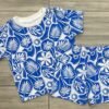 Conjunto de Verano para Niño con Camiseta y Short Estampado Tropical Azul y Blanco - Talla 2-3