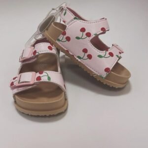 Sandalias Infantiles Rosa con Estampado de Cerezas y Hebillas Ajustables - Talla 5