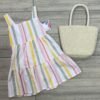 Vestido de Rayas Pastel para Niña con Tirantes y Falda de Volantes - Talla 2